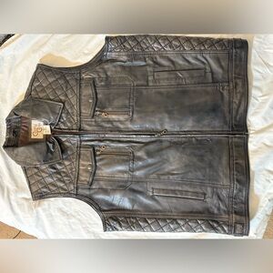 CRIPPLE CREEK LEATHER AUTHENTIC Western Style Vest with concealed carry pocket